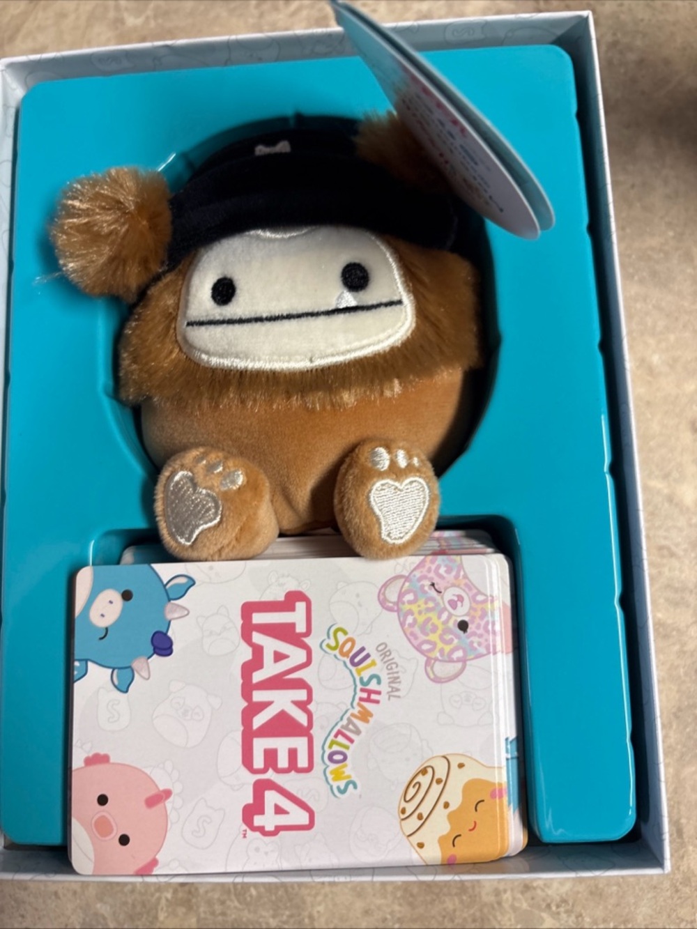 Squishmallows Take 4 Card Game with Pink & Teal Accents Featuring Benny Plush - Picture 3 of 3
